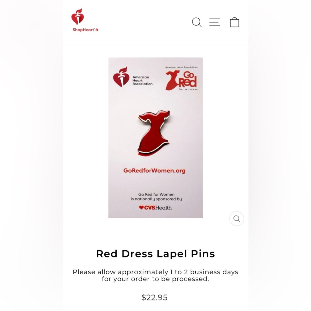 Go red heart, disease, red dress pendant